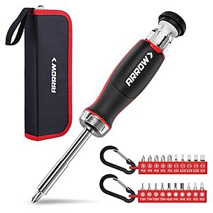 27-in-1 Arrow Ratcheting Multi-Bit Screwdriver Set w/ Zipper Pouch $9.99 + Free Shipping w/ Prime or on $35+