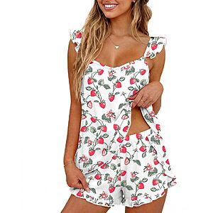 Ekouaer Women's 2-Piece Ruffle Tank Top Short Set $10 + FS w/ Prime or orders $35+