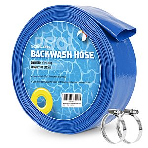 [Prime]2"x100' Pool Backwash Hose with Clamps, PVC Discharge Drain Hoses for Pump $27.99 + Free S&H at Amazon