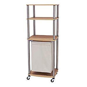 Rolling Household Essentials Laundry Hamper Storage Cart w/ Shelves (Light Ash) $28.59 + Free Shipping w/ Prime or on $35+