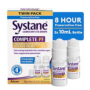 $14.83 S&S 40% off SYSTANE PF Complete Preservative Free Dry Eye Drops, 0.33 Fl Oz, 2 Pack  (or 2 for $29.66)