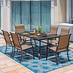 7-Piece Metal Outdoor Patio Dining Set w/ Rectangular Table & 6 Textilene Chairs $478 + Free Shipping