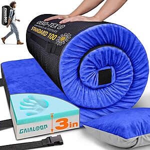 Gaialoop 3" Dual-Layer Memory Foam Camping Mattress Pad (72"x24") $31.89 & More + Free Shipping w/ Prime or on $35+