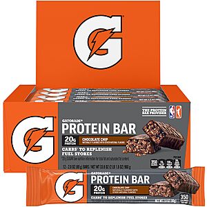 [S&S] $16.20: Gatorade Whey Protein Recover Bars, Chocolate Chip (Pack of 12)