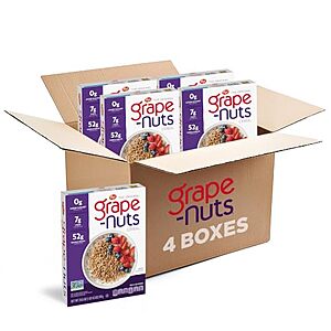 $9.71* | 4-Pk 20.5-Oz Post Grape Nuts Original Breakfast Cereal at Amazon