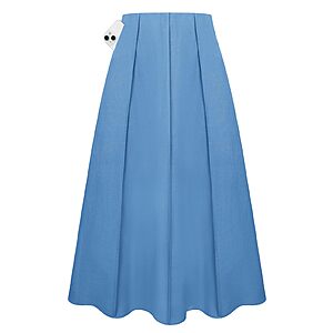 Kate Kasin Women Blue Linen Maxi Skirt, High Waist A Line Skirts with Pockets, Summer Casual Vacation Flowy Long Skirt 2026 $9.99