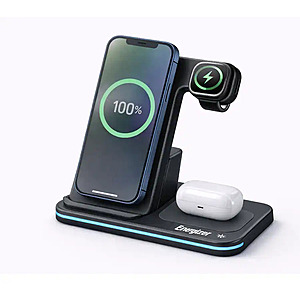 Energizer 3-in-1 15W Foldable Qi Certified Wireless Charging Station/Stand for iPhone + AirPods + Apple Watch (Black) $16.99 + Free Shipping