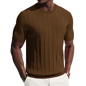 PJ PAUL JONES  Men Casual Short Sleeve Crewneck Knit slim Fit Soft Tee Shirts $8.99
