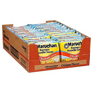 Maruchan Ramen Noodle Soup, Less Sodium Chicken Flavor – Japanese-Style Instant Noodles, Quick & Easy Meal~$ 9.11 After Coupon & S&S @ Amazon $9.11