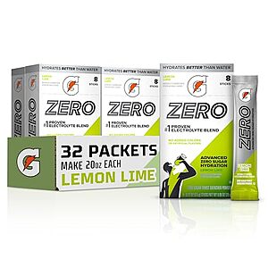 [NEW, SnS, AC] $11.89 | 32-COUNT Gatorade Zero Sugar Powder (Lemon Lime) at Amazon