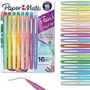 $9.97* | 16 Count Paper Mate Flair Nature Escape Scented Felt Tip Pens, Medium Point (0.7mm), Assorted Colors at Amazon