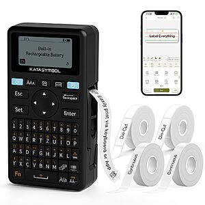 [Prime Members] SUPVAN E11 Keyboard & Bluetooth Label Maker Machine with 4 Tapes, Black $19.79