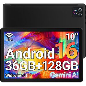 URAO Tablet,10.1" Android 16 Tablet Octa-core 36GB+128GB Dual Camera | 1280x800 IPS HD Touchscreen 6000mAh Battery Wi-Fi 6 $89.98