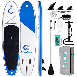 11' FunWater Inflatable Stand-Up Paddle Board w/ Paddle, Pump, Backpack & Accessories (Classic Dark Blue Smiley) $84.99 + Free Shipping