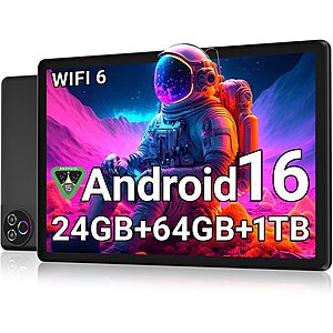 Android 16 Tablet 10 Inch, 24GB RAM 64GB ROM 1TB,HD IPS,Fast WiFi 6, BT 5.4 | Electronics Tablets with HD IPS Touchscreen, 6000mAh 12H Battery $79.98