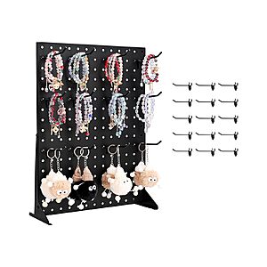 VEVOR Pegboard Display Stand, 17 x 13 Inch Tabletop Pegboard Display Stand with 15 Hooks, $6.71, Amazon