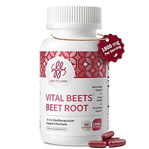 90-Count iMATCHME Vital Beets 8-in-1 Beet Root 1800mg Capsules $8.09 w/ S&S + Free Shipping w/ Prime or on $35+