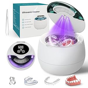 45kHz Nrqyon Ultrasonic Retainer & Denture Cleaner Machine w/ UV Light & 200ML Stainless Steel Tank $11.99 + Free Shipping w/ Prime or on $35+
