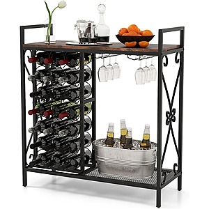 Giantex 21-Bottle Wine Rack Bar Cabinet (Rustic Brown) $33.99 + Free Shipping