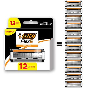 [S&S] BIC Flex 5 Refillable Razors for Men, Long-Lasting 12 Razor Cartridges $9.3