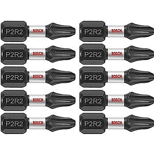 $4.21* | 10-Pack BOSCH 1" Phillips/Square #2 Impact Tough Screwdriving Insert Bits at Amazon