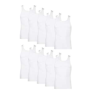 Hanes Men's Tank Tops Undershirt, Moisture-Wicking, Cotton Ribbed Tanks, White, 10-pack (MEDIUM ONLY) - $11.98