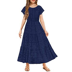 HOSIKA Girls Vintage Floral Maxi Dresses (Various, Age:6Y-12Y) $11.69 + Free Shipping w/ Prime or on $35+