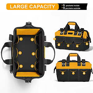$27.89 FS WALMART+ by Globina Tool Bag,23 Inch Heavy Duty Tool Storage Organizer Bags with Shoulder Strap and Storage Box + more