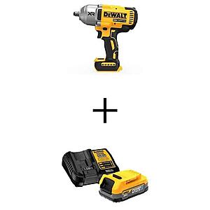 YMMV Dewalt 20V MAX XR Cordless 1/2 in. Brushless Impact Wrench (Tool Only) + Free Dewalt 20v 1.7 ah POWERSTACK Battery And Charger $125