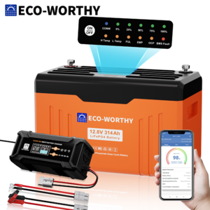 ECO-WORTHY 12V 314AH LiFePO4 Lithium Battery + 12V/24V 20A Battery Charger $400 + Free Shipping