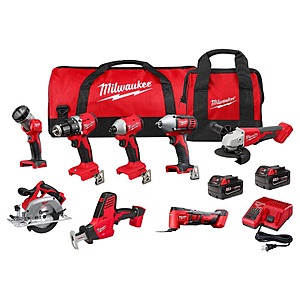 Milwaukee M18 18-Volt Lithium-Ion Cordless Combo Kit (8-Tool) with (2) Batteries Charger $649