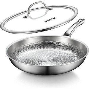 VEDNHOL Titanium Pans for Cooking: 12" Non-Toxic Paella Pan with Lid $59.99
