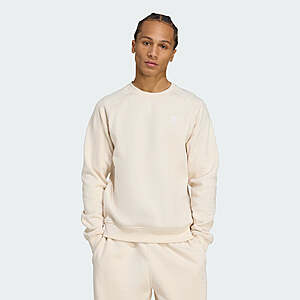 Adidas men's trefoil essentials crew sweatshirt (wonder white / white) - $15.50