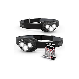 Energizer LED Headlamp PRO (2-Pack), IPX4 Water Resistant Headlamps for Outdoors, (Batteries Included) (Black) $11.99