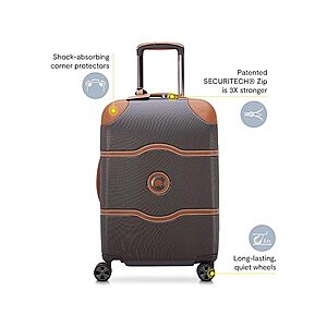 DELSEY PARIS Chatelet Air 2.0 Hardside Luggage with Spinner Wheels, Chocolate Brown, Carry on 19 Inch $95