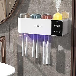 iHave Toothbrush Holder Aromatherapy Diffuser Wall Mount UV Sanitizer 3-Cup4 $26.99