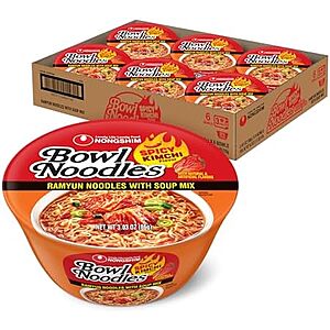 6-Pack 3.03-Oz Nongshim Kimchi Ramen Noodle Soup Bowls $5.64 w/ S&S + Free Shipping w/ Prime or on $35+