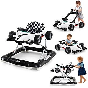 INFANS 4 in 1 Baby Walker, Foldable Toddler Activity Center with Adjustable Height, Push Walker for Girls Boys Aged 6-18 Months, variouse colors, from $59.99