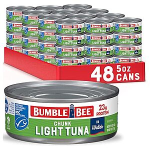 [SnS, AC] $24.16* | 48-Count 5-Oz Bumble Bee Chunk Light Tuna in Water at Amazon