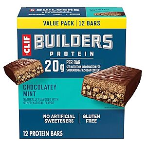 [SnS, AC] $11.88 | 12-Pack 2.4-Oz CLIF BUILDER'S Protein Bars (Chocolate Mint) at Amazon