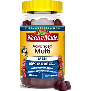 [SnS, AC] $5.33* | 90-Count Nature Made Advanced Multivitamin Gummies for Him at Amazon