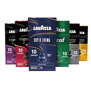 [SnS, AC] $13.49 | 60-Count Lavazza Espresso Favorites Collection of Aluminum Capsules Compatible with Nespresso Original Machines at Amazon