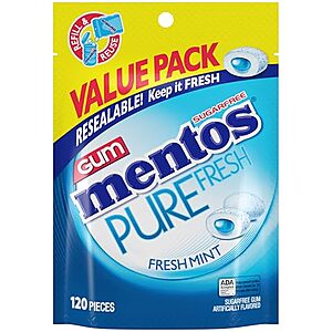 [SnS, AC] $3.72* | 120-Count Mentos Pure Fresh Sugar-Free Chewing Gum w/ Xylitol (Fresh Mint) at Amazon