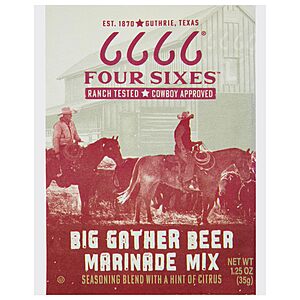 1.25-Oz 6666 Four Sixes Big Gather Beer Marinade Mix $1.11 w/ S&S + Free Shipping w/ Prime or on $35+