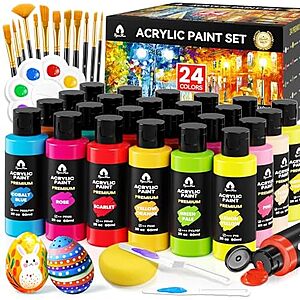 [AC] $16.24* | 40-Piece Acrylic Paint Set w/ 24x 2-Oz Colors, Brushes & Palette at Amazon