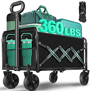 Kovry 360 Lbs Collapsible Wagon Cart with Wheels Foldable(Black) $35.96 + Free S&H at Amazon
