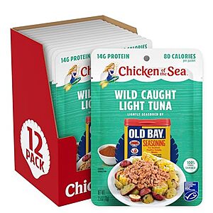 [SnS, AC] $26.86 | 4 × 12-Pack 2.5-Oz Chicken of the Sea Wild Caught Light Tuna (OLD BAY Seasoning) ($6.72 each) at Amazon