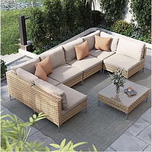 Grand patio 7-Piece Wicker Patio Furniture Set, Outdoor Sectional Sofa $300 + Free Shipping