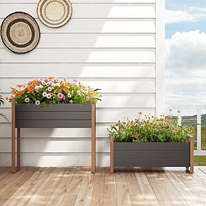 Grand patio Raised Garden Bed with Legs, Metal Elevated Planter Box with Woodgrain Finish, 39×15×36 Inch Outdoor Raised Garden Planter for Vegetables Flowers Fruits Herb $89.99