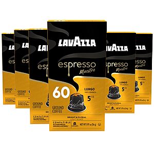 $12.59 or less S&S Q AMZ: 60 ct Lavazza Espresso Maestro Lungo Aluminum Capsules Compatible with Nespresso* Original , Light Espresso Roast,